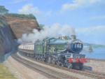 ex GWR Castle Class on the sea wall Dawlish, oil painting on canvas 18" x 24"