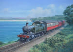 ex GWR 45xx class 2-6-2T between Carbis Bay and St Ives, oil painting on canvas 16" x 22"