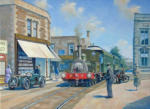 WC&PR no 1 crossing The Triangle, Clevedon, oil on canvas 16" x 22"