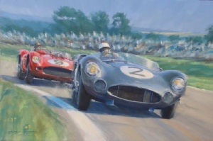 Automotive art, Aston Martin, Stirling Moss, Goodwood 1959