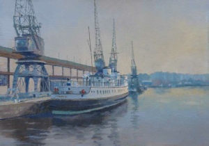 Pleasure steamer MV Balmoral moored Bristol City Docks - maritime painting