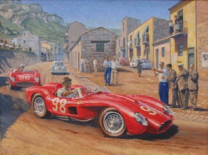 Peter Collins, Ferrari Testa Rossa, 1958 Targa Florio, race car painting