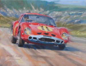 Race car art, Ferrari GTO, Graham Hill, Goodwood, 1963 TT