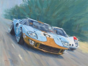 Automotive art, Jacky Ickx, Ford GT40, Le Mans 1969