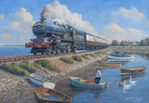 GWR King class, Cornish Riviera Express, Cockwood South Devon - painting