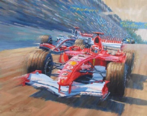 Painting of Michael Schumacher, Ferrari 248 F1, Brazilain Grand Prix 2006