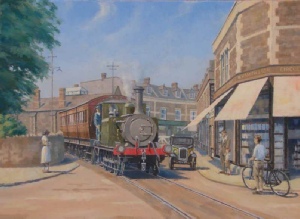 WC&PR Terrier crossing Clevedon Triangle - railway art