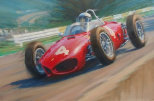 Ferrari Sharknose, Phil Hill, 1961 Belgian Grand Prix, automotive art